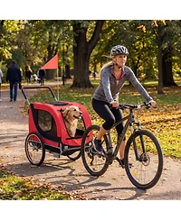 Sugift 2-in-1 Pet Bike Trailer and Stroller with Universal Bicycle Coupler