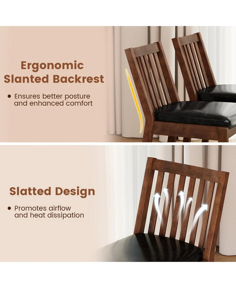 Sugift Set of 4 Pu Leather Upholstered Dining Chairs with Padded Seats