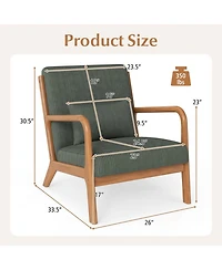 Sugift Corduroy Upholstered Accent Lounge Chair with Lumbar Pillow