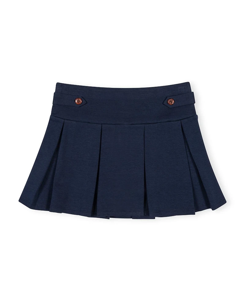Hope & Henry Little and Big Girls' ( 6 to 12 ) Ponte Pleated Button Tab Skirt
