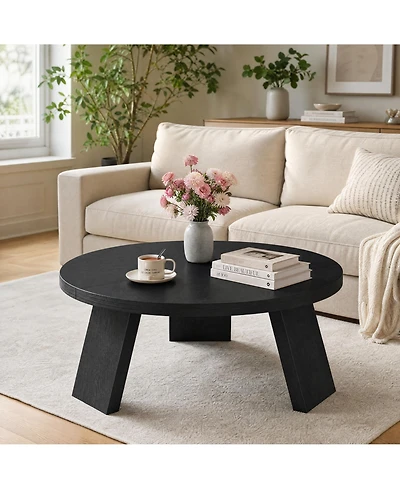 gaomon Round Wood Coffee Tables for Living Room,Circle Coffee Table,for Apartment