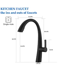 Thirtypeachy Single Handle High-Arc Pull-Down Kitchen Faucet, Stainless Steel with Dual-Mode Sprayer and 360degree(s) Swivel