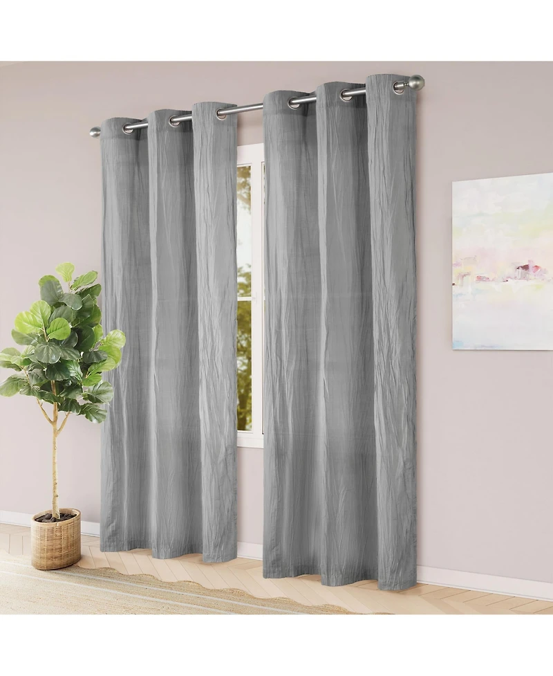 Awesome Home Grommet Broomstick Crush Curtains Pair
