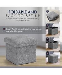 Ornavo Home 2 Pack 12" Small Square Collapsible Storage Ottoman, Foot Stool, Seat