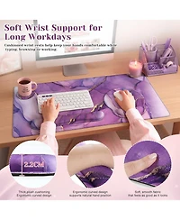 Lofree Extended Desk Blotter Set With Wrist Support And Coaster For Office Gaming Workspace