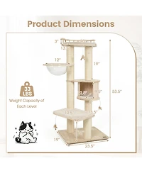 Gymax Cat Tree Multi-level Climbing Tower with Top Perch and Condo Space Capsule