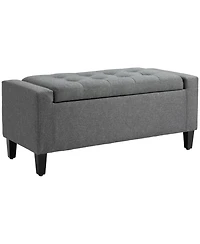 Flynama 36.25 inch Linen Tufted Storage Ottoman Bench, Lift Top Footrest, 330 Lbs Rubberwood Leg End-of-Bed Stool