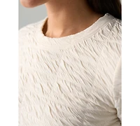 Liverpool Los Angeles Women's Crewneck Crinkled-Knit Flared Long-Sleeve Top