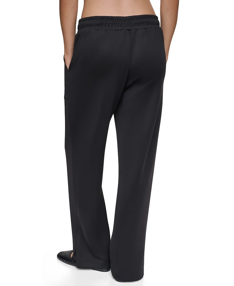 Dkny Women's Pins & Patches Wide-Leg Knit Drawstring Pants