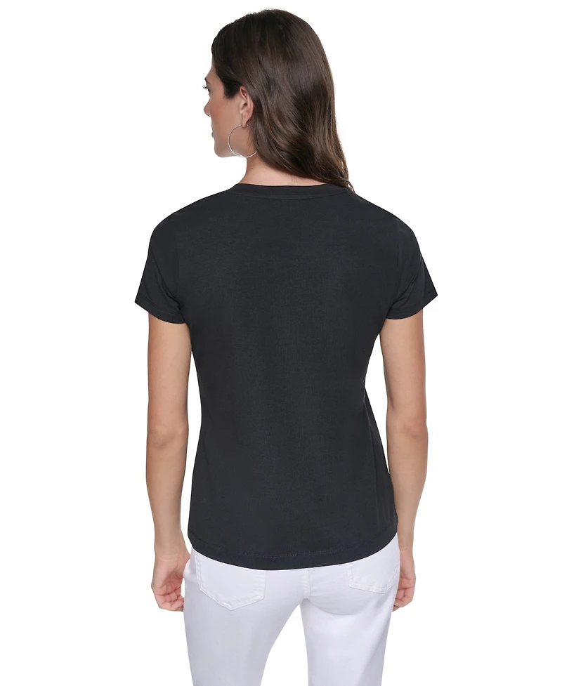 Dkny Women's Central Park Steps Conversational Crewneck Short-Sleeve T-Shirt