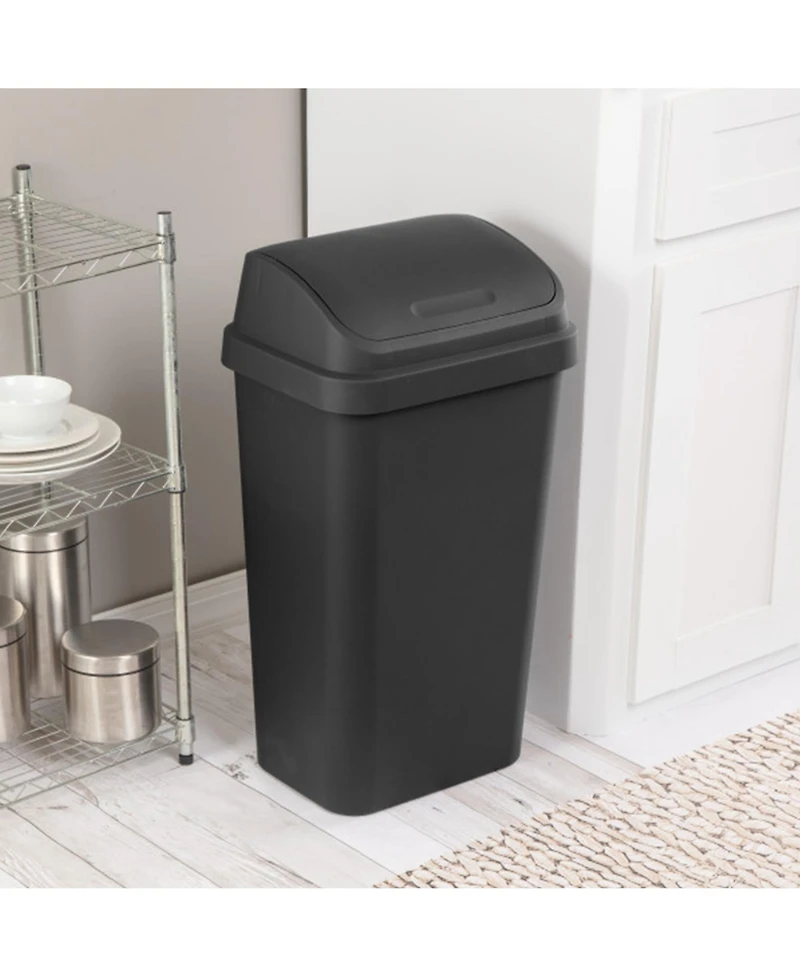Sterilite 13 Gal Kitchen Swing Top Lidded Wastebasket Trash Can, 12 Pack