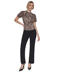 Dkny Petite Balloon-Sleeve Keyhole Blouse