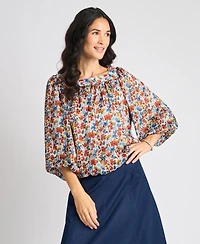 Vince Camuto Women's Square Neck Bubble Blouse
