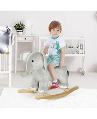 Glintex 12V Kids Electric Ride-On Horse with Sounds, Carrot Toy, Comb, Foot Pedal, Seat Storage, and Battery Power for Ages 1.5-3, Brown