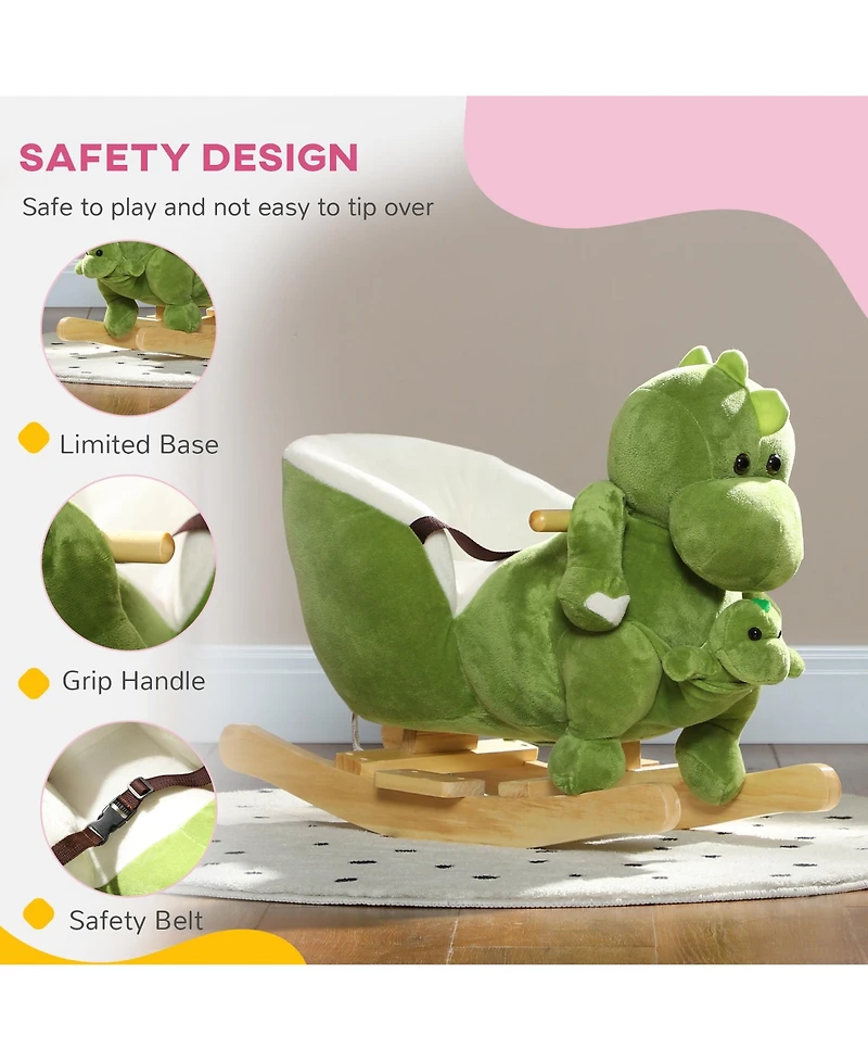 Glintex Dinosaur Rocking Horse with 32 Songs and Hand Puppet, 55 lbs, Ages 18-36 Months
