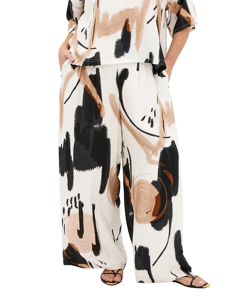 City Chic Plus Alexi Wide-Leg High-Rise Pull-On Pants