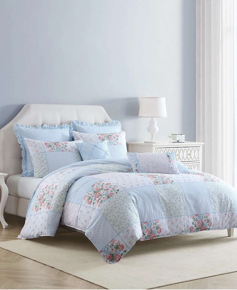 Laura Ashley Hope Patchwork Cotton -Piece Duvet Cover Set