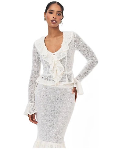 Miss Circle Women's Urva V-Neck Ruffle Flared-Sleeve Blouse