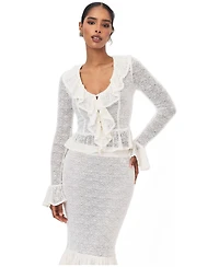 Miss Circle Women's Urva V-Neck Ruffle Flared-Sleeve Blouse