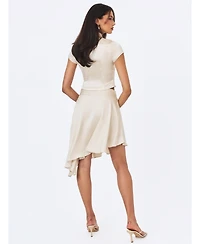 Miss Circle Women's Galina Midi Asymmetrical Satin Skirt