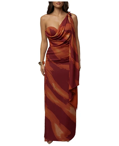 Jluxlabel Women's Gallery Night One-Shoulder Asymmetric Drape Maxi Dress
