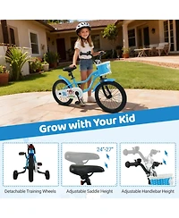 Sugift 18 Inch Adjustable Kids' Bike with Training Wheels, 132 lbs Capacity, Ages 4-8