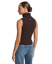 Michael Kors Women's Merino Wool Sleeveless Turtleneck Sweater Vest