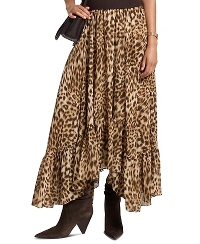 Michael Kors Women's High-Low Leopard-Print Skirt
