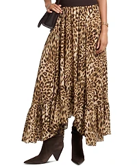 Michael Kors Women's High-Low Leopard-Print Skirt