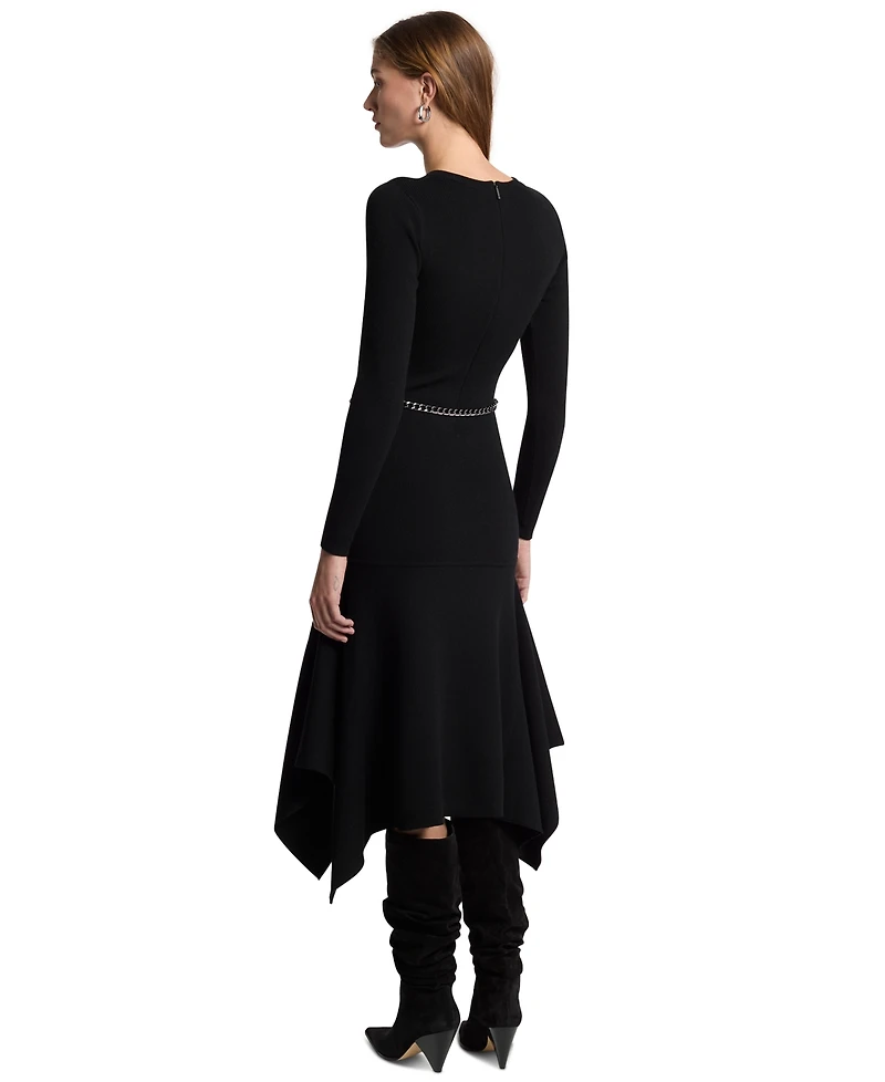 Michael Kors Women's Merino Wool-Blend Handkerchief Hem Midi Sweater Dress