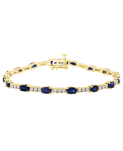 Effy Collection Diamond (1/5 ct. t.w.) and Sapphire (3-1/20 ct. t.w.) Tennis Bracelet in 14K Gold-Plated Sterling Silver