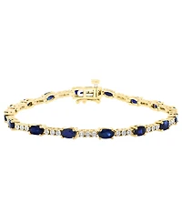 Effy Collection Diamond (1/5 ct. t.w.) and Sapphire (3-1/20 ct. t.w.) Tennis Bracelet in 14K Gold-Plated Sterling Silver