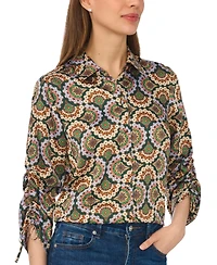 CeCe Women's Ruched Tie 3/4-Length Sleeve Shirt