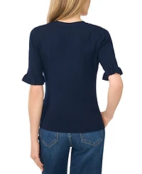 CeCe Women's V-Neck Elbow-Length Ruffle Sleeves Rayon Sweater
