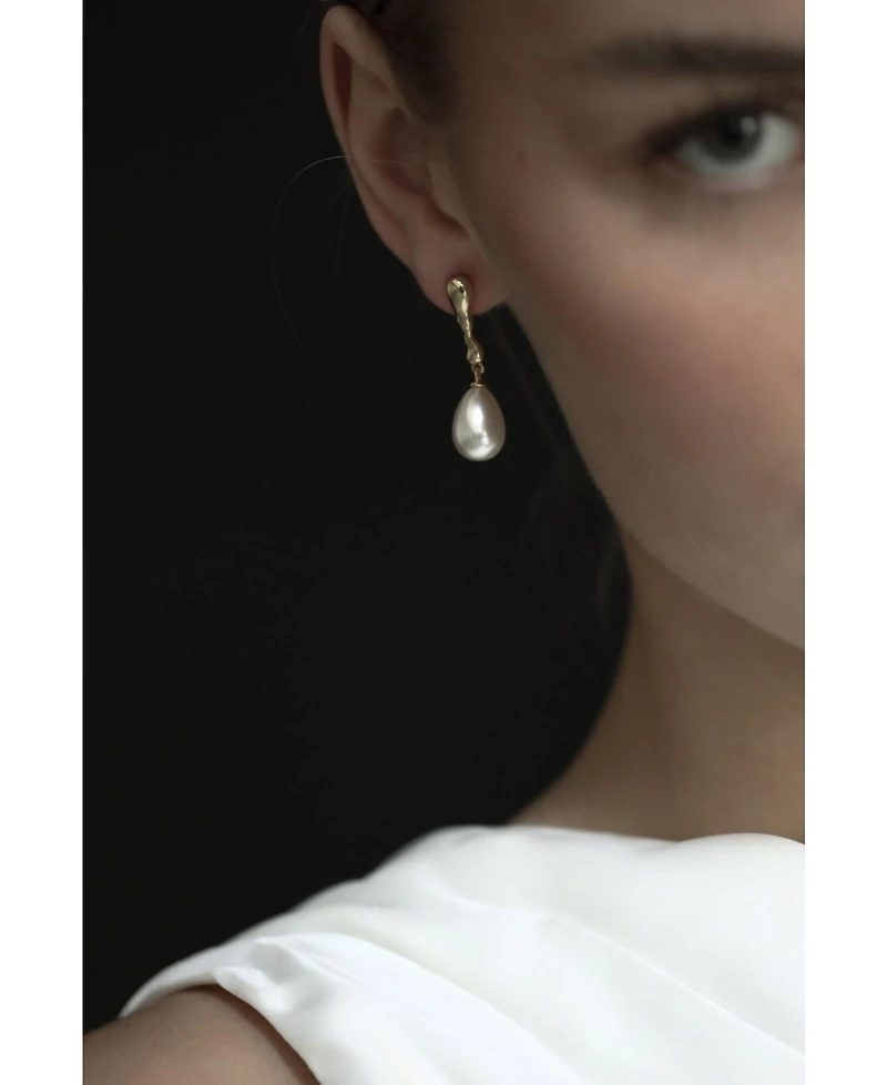A.b. Ellie Women's Sculptural Line Pearl Drop Earrings