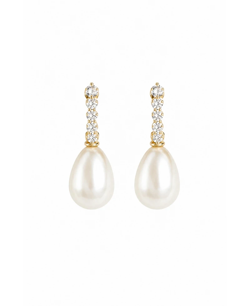 A.b. Ellie Women's Pave Pearl Drop Clip-On Earrings