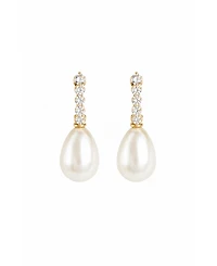 A.b. Ellie Women's Pave Pearl Drop Clip-On Earrings