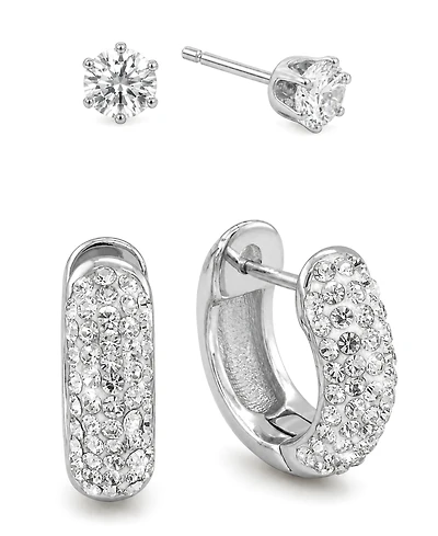 And Now This Clear Crystal Hoop and Stud Duo Earrings Set