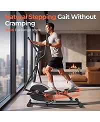 Fed Fitness Yosuda Magnetic Front Drive Elliptical 18.5" Stride, Adjustable Resistance Home Cardio Machine with Lcd and Non-Slip Pedals