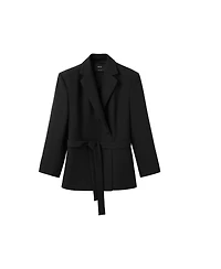 Mango Women's Double-Breasted Belted V-Neck Blazer