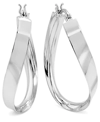 And Now This Polished Twist Medium Hoop Earrings in Silver-Plate