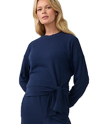 Ingrid + Isabel Maternity Dolman-Sleeve Tie-Front Cropped Knit Top