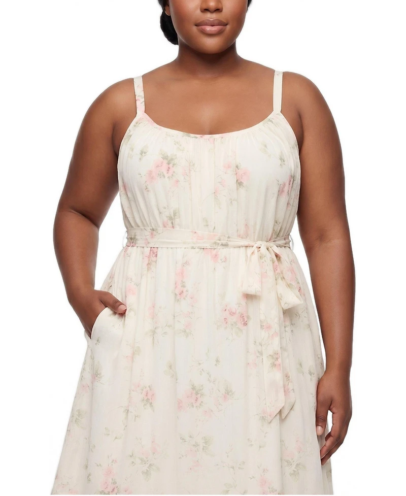 Torrid Plus Tea-Length Floral Scoop-Neck Dress