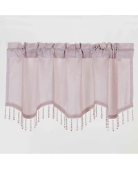 Kate Aurora Gina Complete 4 Piece Rose Pink Metallic Sheer Window Curtains And Beaded Valances Set