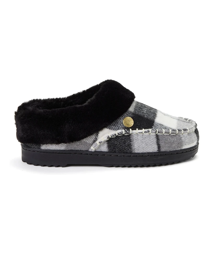 Dearfoams Women's Nyla Plaid Moc Toe Clog Slippers