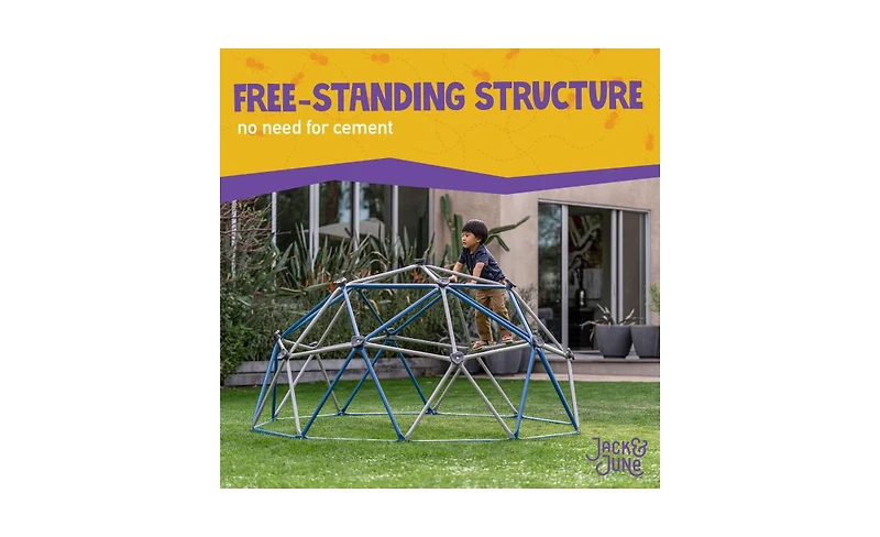 Jack & June Jungle Gym Climber Free-Standing Steel Dome, 86" Diameter x 46" Tall, Ages 3+