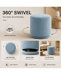 Maison Boucle Round Swivel Ottoman,360-Degree Rotating Accent Seat for Living Room or Office