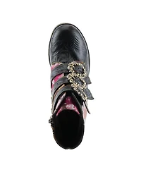 L'Artiste Women's Spring Step Brazza Platform Bootie with Floral Embroidery