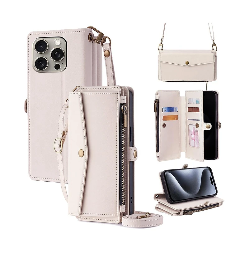 Artudatech Crossbody 5 Card Slot Wallet Case for iPhone 12-17