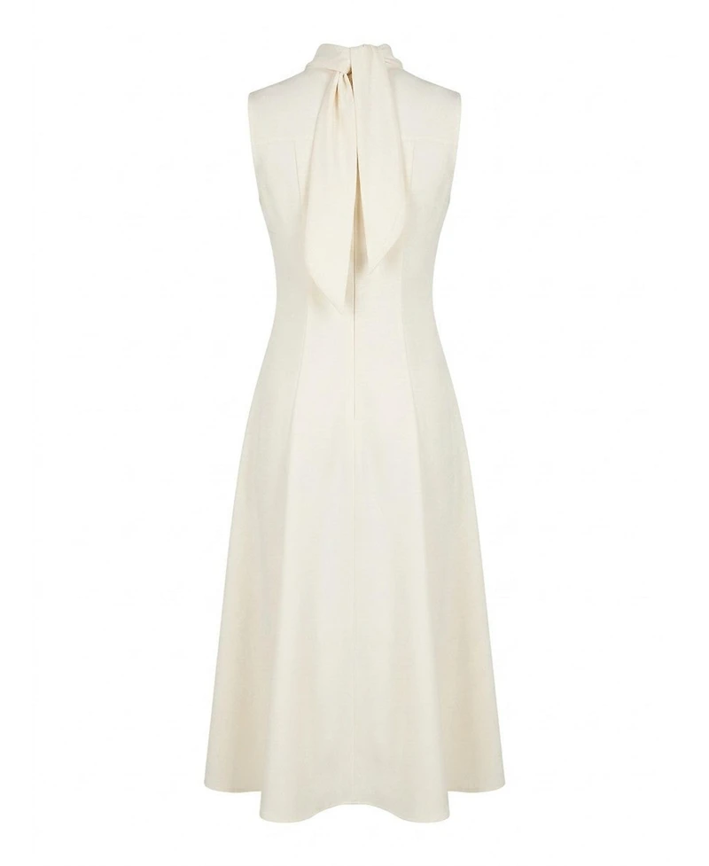 Modenaire Women's High-Mock-Neck Sleeveless A-Line Midi Dress